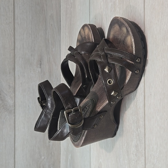 Vintage Lower East Side Y2K Women Ankle Leather Heels Sandals Shoes Sz 6 - Picture 1 of 12